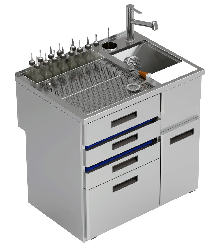 Vitrum bar sink module PL/SM.N.2-09 with glass rinser, cutting board and drawers