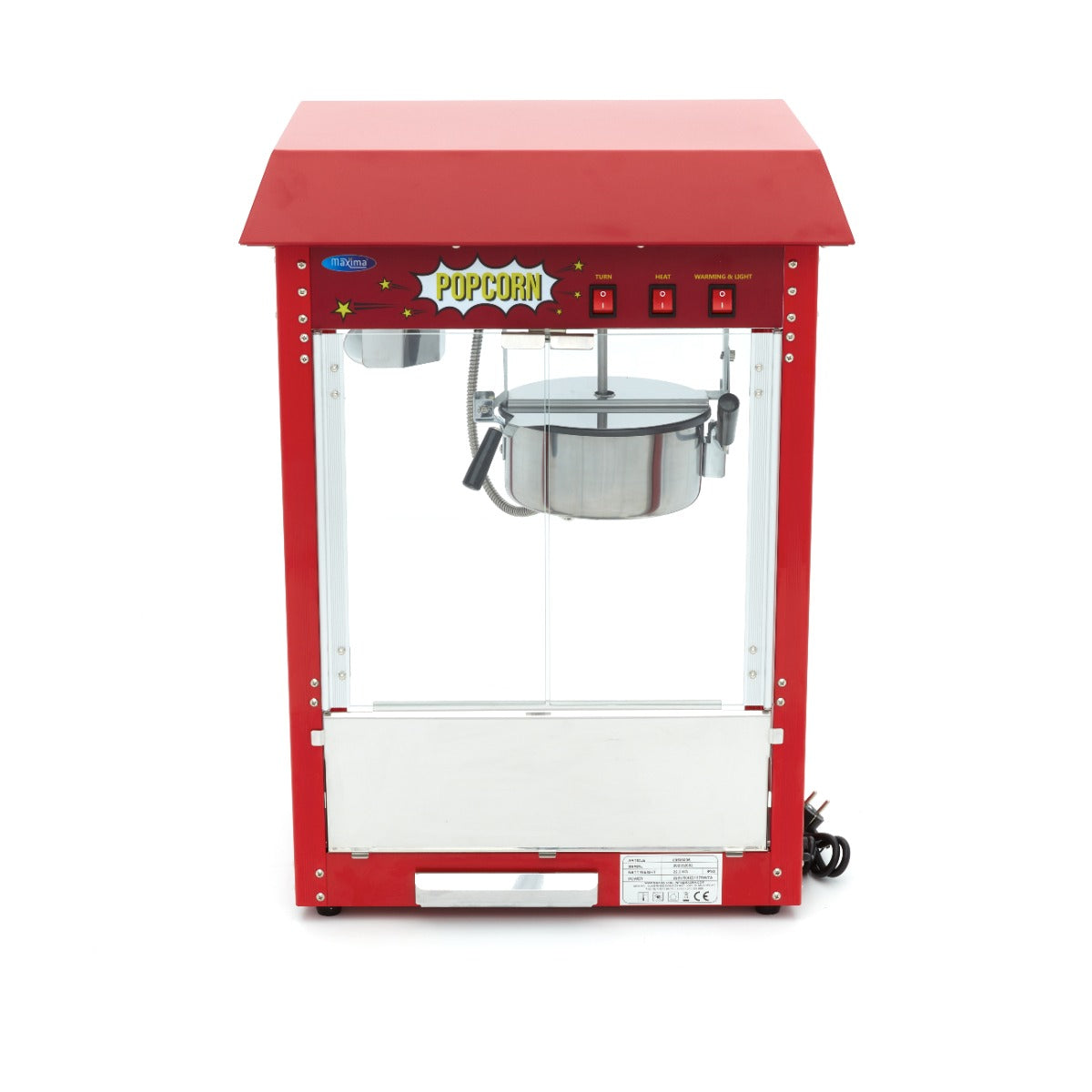 Maxima Popcorn Machine, 150 g Kettle, Glass Doors, additional view