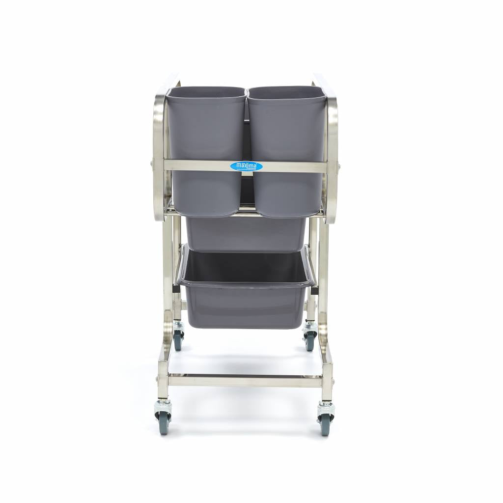 Maxima Cleaning Trolley, 5 Removable Bins, Stainless Steel, additional view