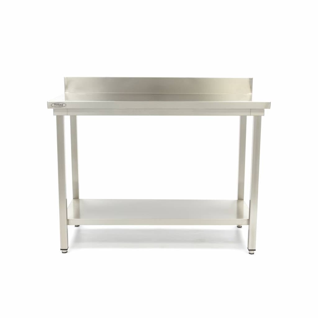 Maxima Stainless Steel Table, 800 x 600 mm, Backsplash and Shelf, additional view