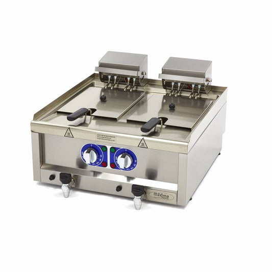 Maxima Cookline Double Deep Fryer, 2 x 10 L, Drain Tap, 400 V, product photo