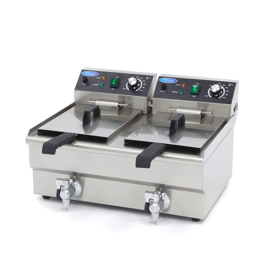Maxima Double Deep Fryer, 2 x 10 L, Drain Tap, product photo