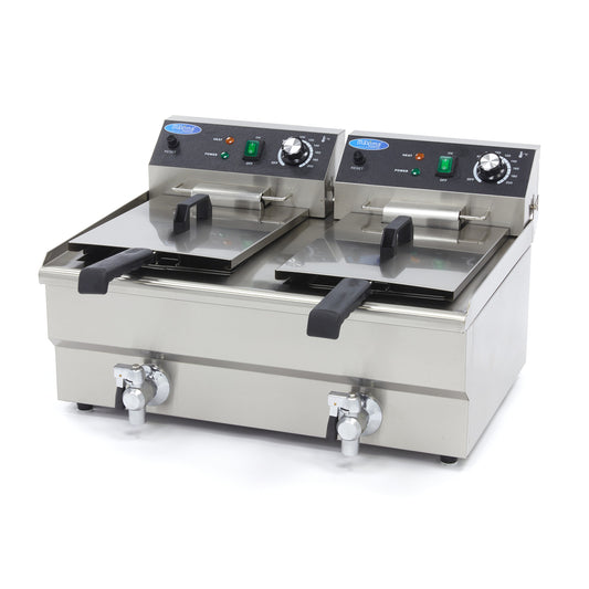 Maxima Double Deep Fryer, 2 x 13 L, Drain Tap, product photo