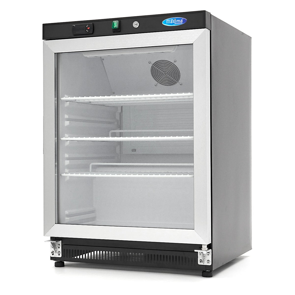 Maxima Fridge 200 L, Black, with Glass Door, product photo