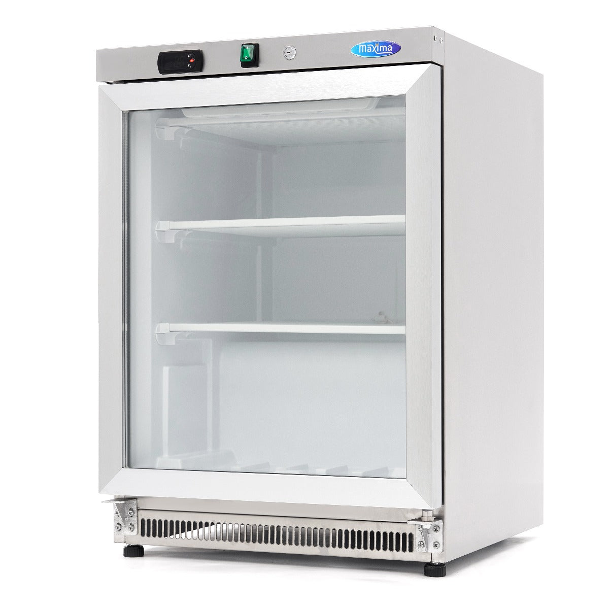 Maxima Upright Freezer, 200 L, Glass Door, Stainless steel, product photo