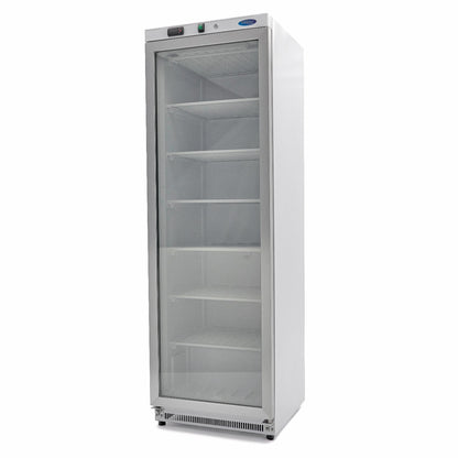 Maxima Upright Freezer, 400 L, Glass Door, White, product photo