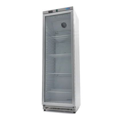 Maxima Fridge 400 L, Stainless Steel, with Glass Door, product photo