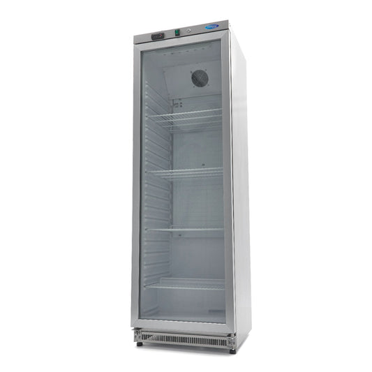 Maxima Fridge 400 L, Stainless Steel, with Glass Door, product photo