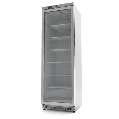 Maxima Upright Freezer, 400 L, Glass Door, Stainless steel, product photo