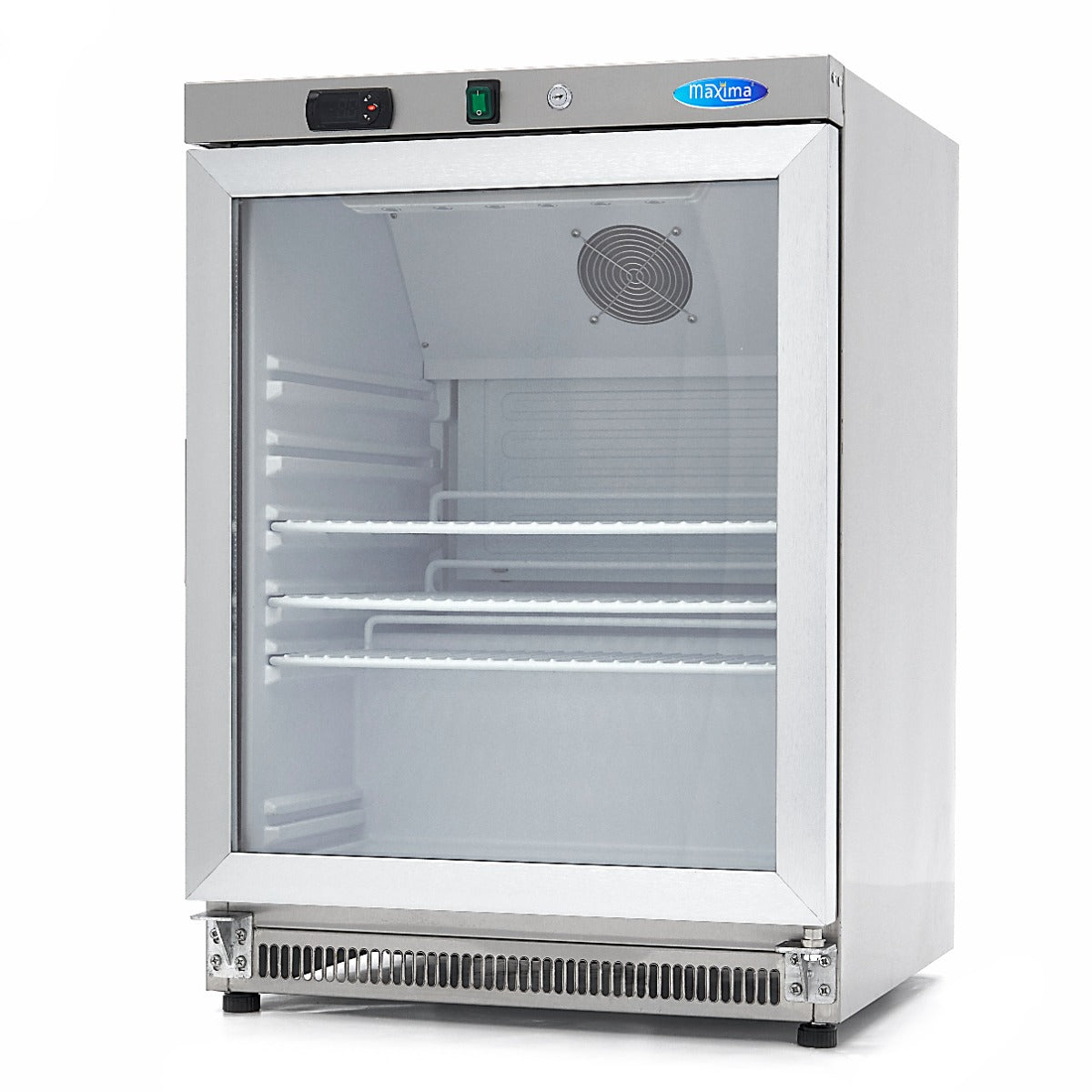 Maxima Fridge 200 L, Stainless Steel, with Glass Door, product photo