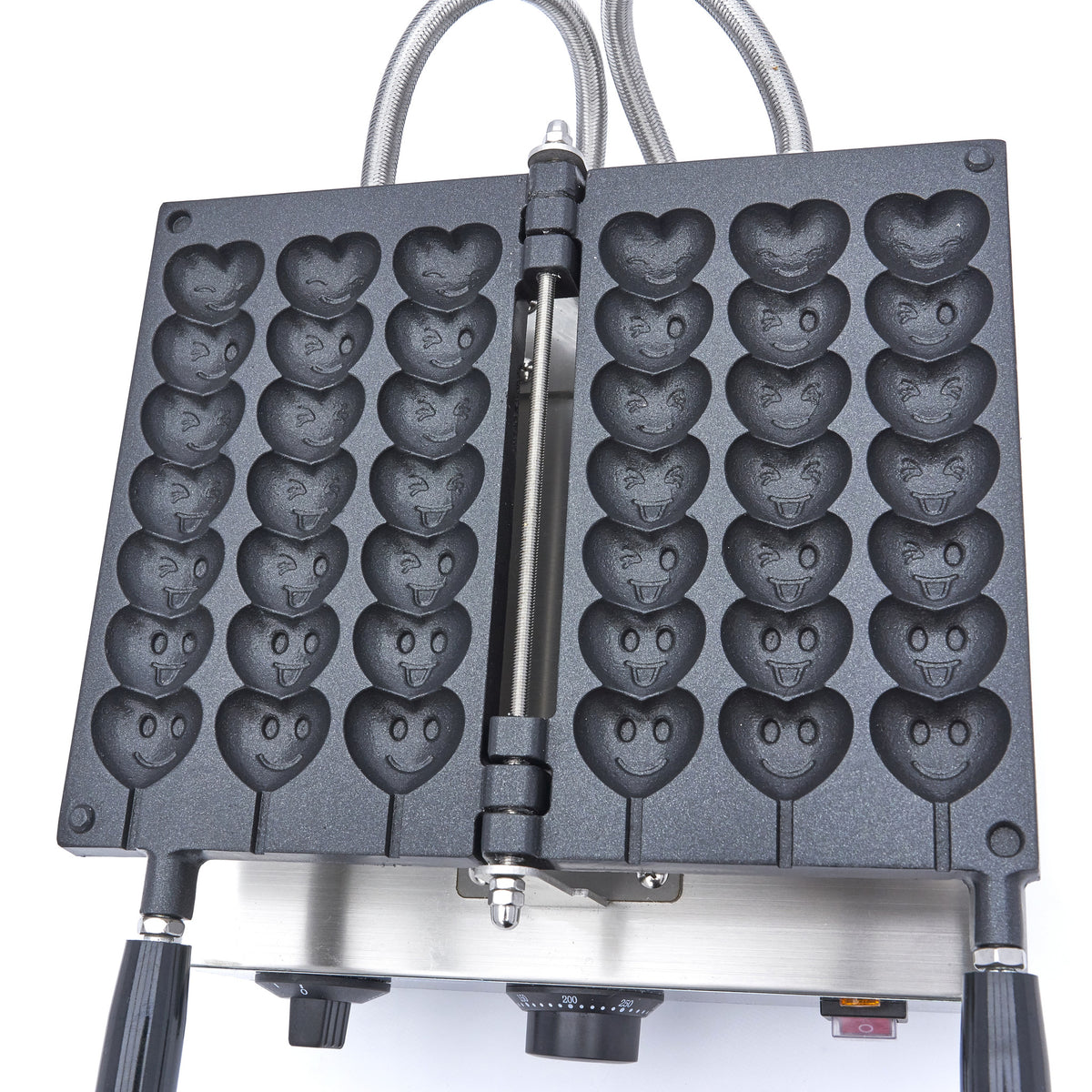 Maxima Heart Emoji Lolly Waffle Maker, 3 on Sticks, Rotating, additional view