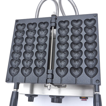 Maxima Heart Emoji Lolly Waffle Maker, 3 on Sticks, Rotating, additional view