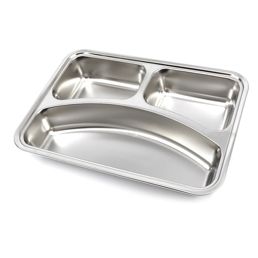 Maxima Stainless Steel Plate, 3 Compartments, Dishwasher Safe, product photo
