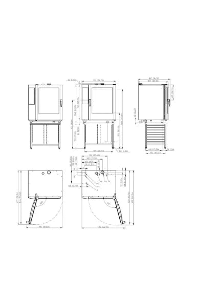Retigo Orange Vision O 1011 i+ combi oven, technical dimension drawing