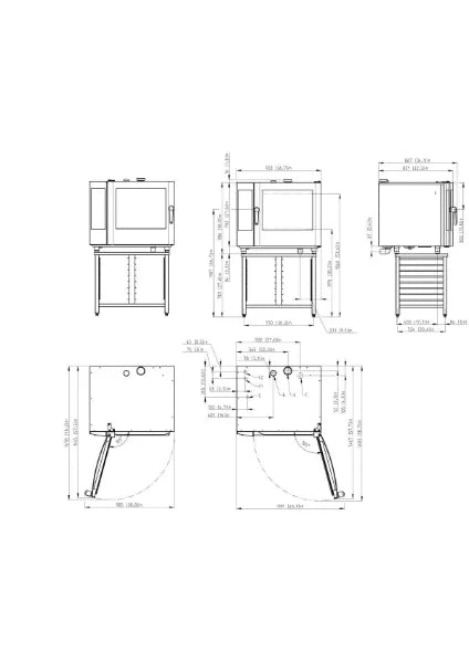 Retigo Orange Vision O 611 i+ combi oven, technical dimension drawing