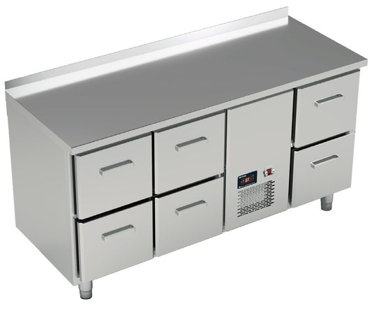 Vitrum freezer table CTF16.2.2.MF.2.B with six GN 1/1-200 drawers, 1660 mm